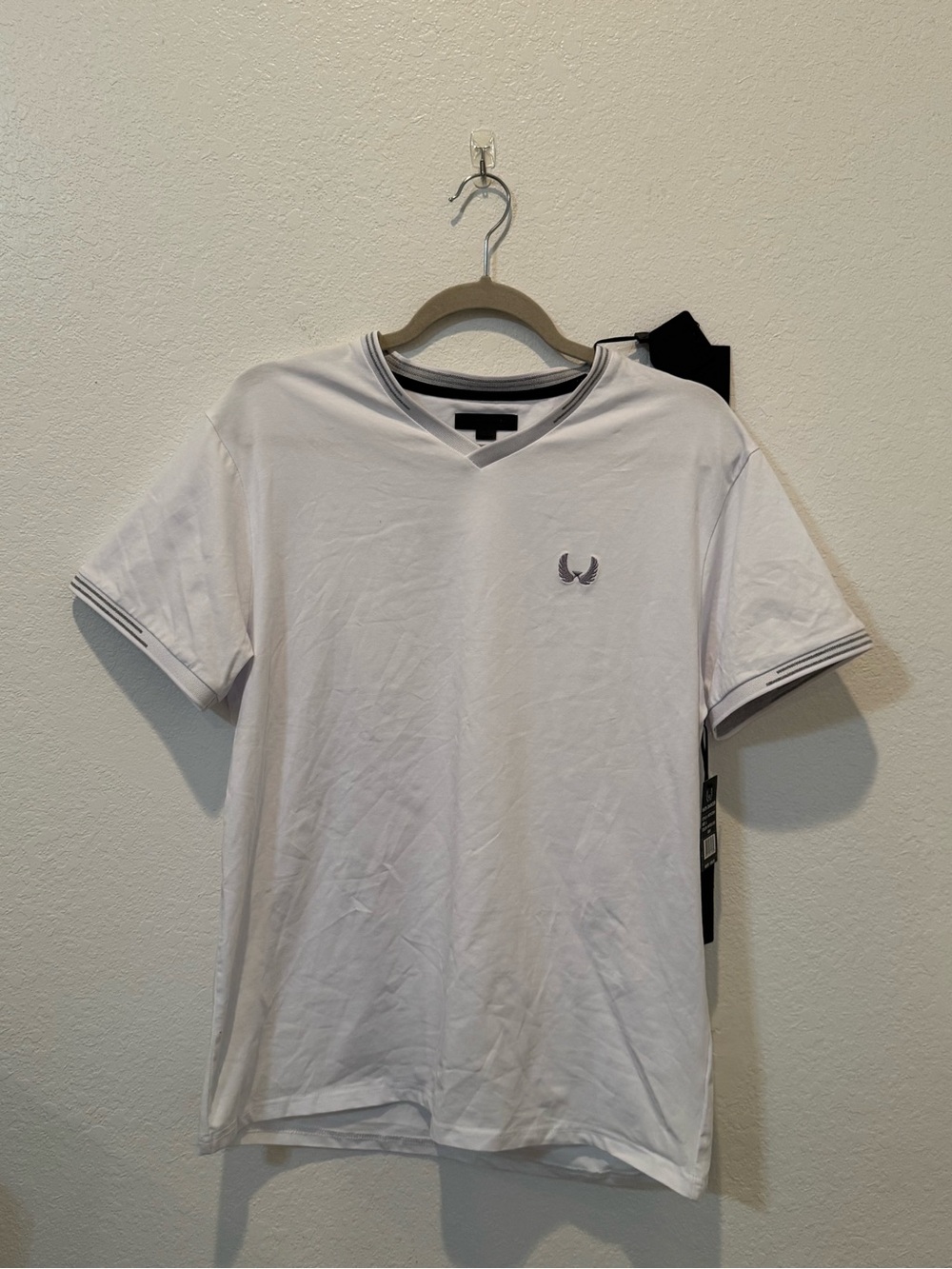 Nick Danger NDT5-2294 Wing Logo Short Sleeve Tee White Large NWT